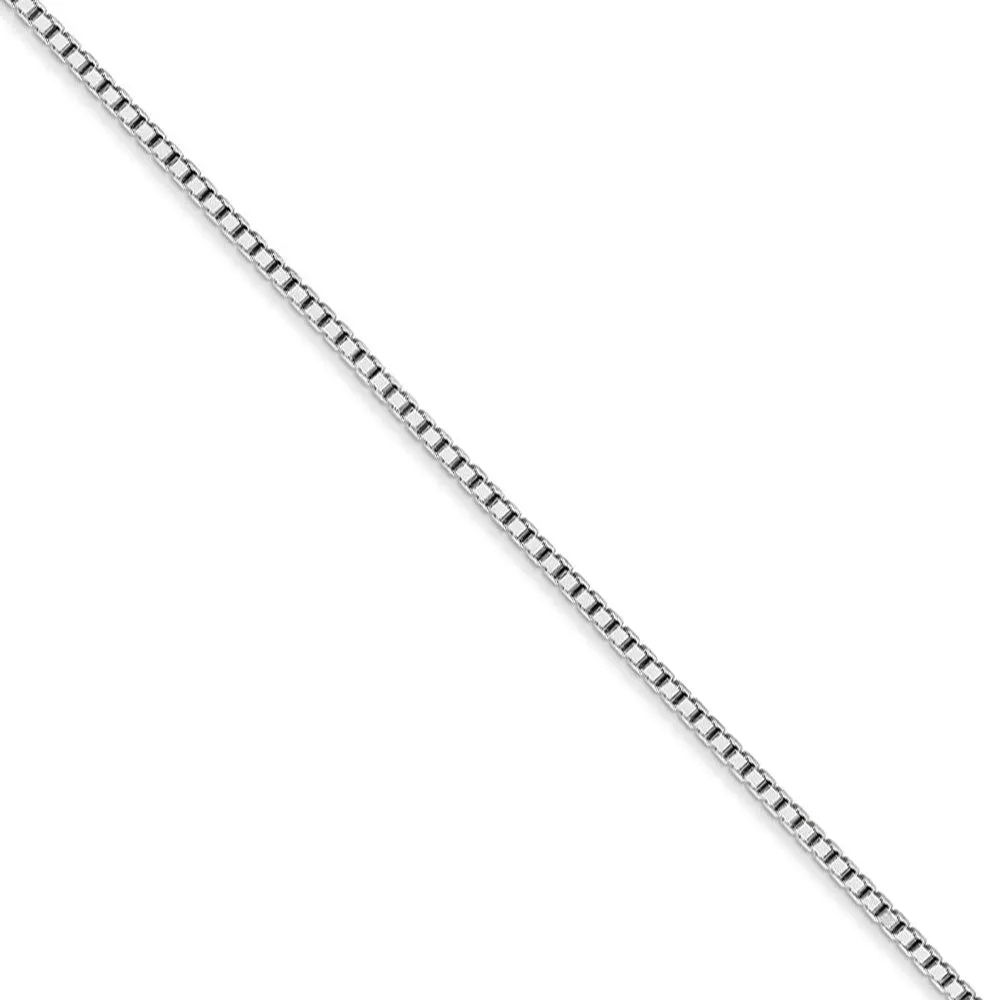 1.25mm, 14k White Gold, Box Chain Necklace