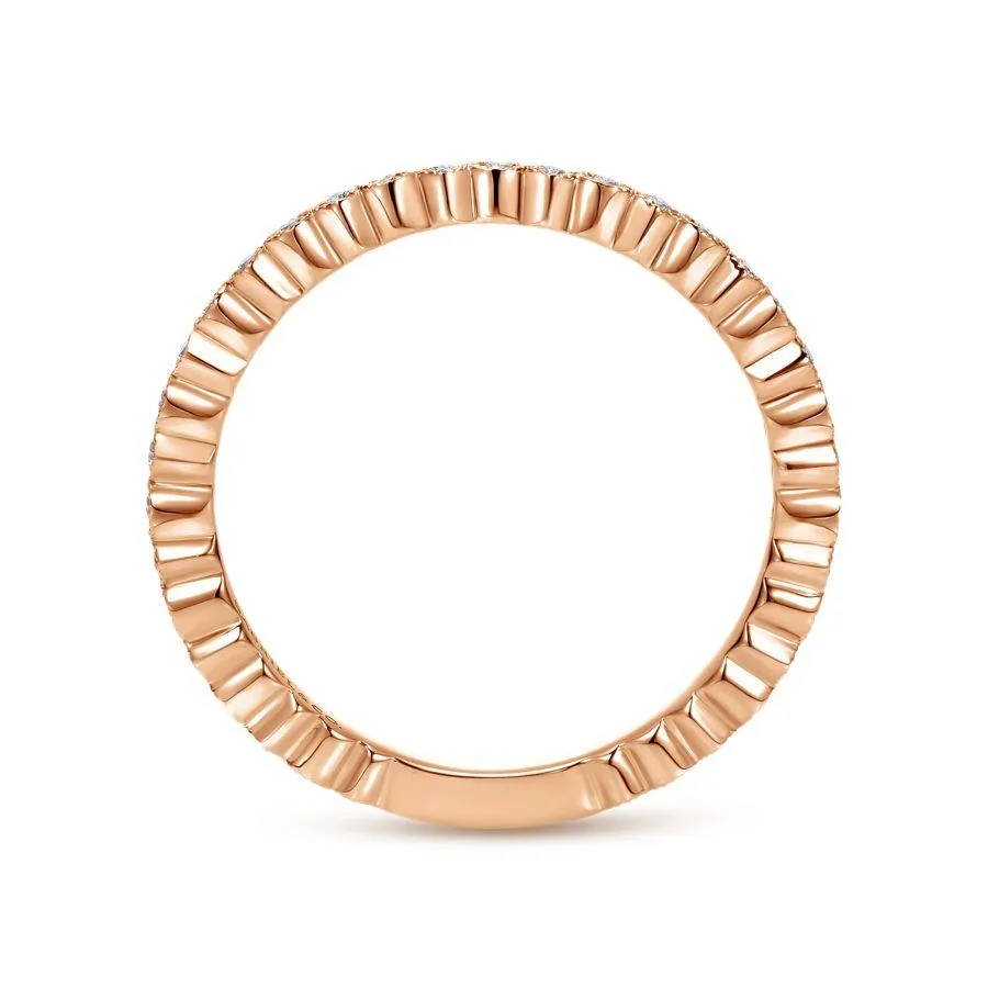 14K Rose Gold Scalloped Stackable Diamond Band