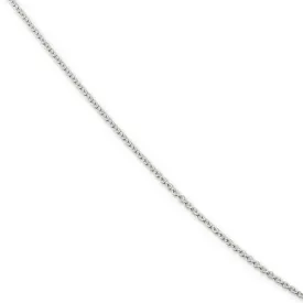 1.5mm Rhodium Plated Sterling Silver Solid Cable Chain Necklace