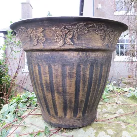 29cm Floral Fluted Planter Gold Plant Pot