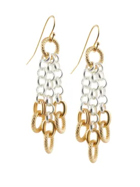 3 Strand 2 Tone Rolo Chain Earrings