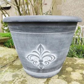 30cm Fleur de Lys Basket Black/White Plant Pot