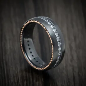 Black Titanium Eternity Diamond and Braided Gold Men's Ring