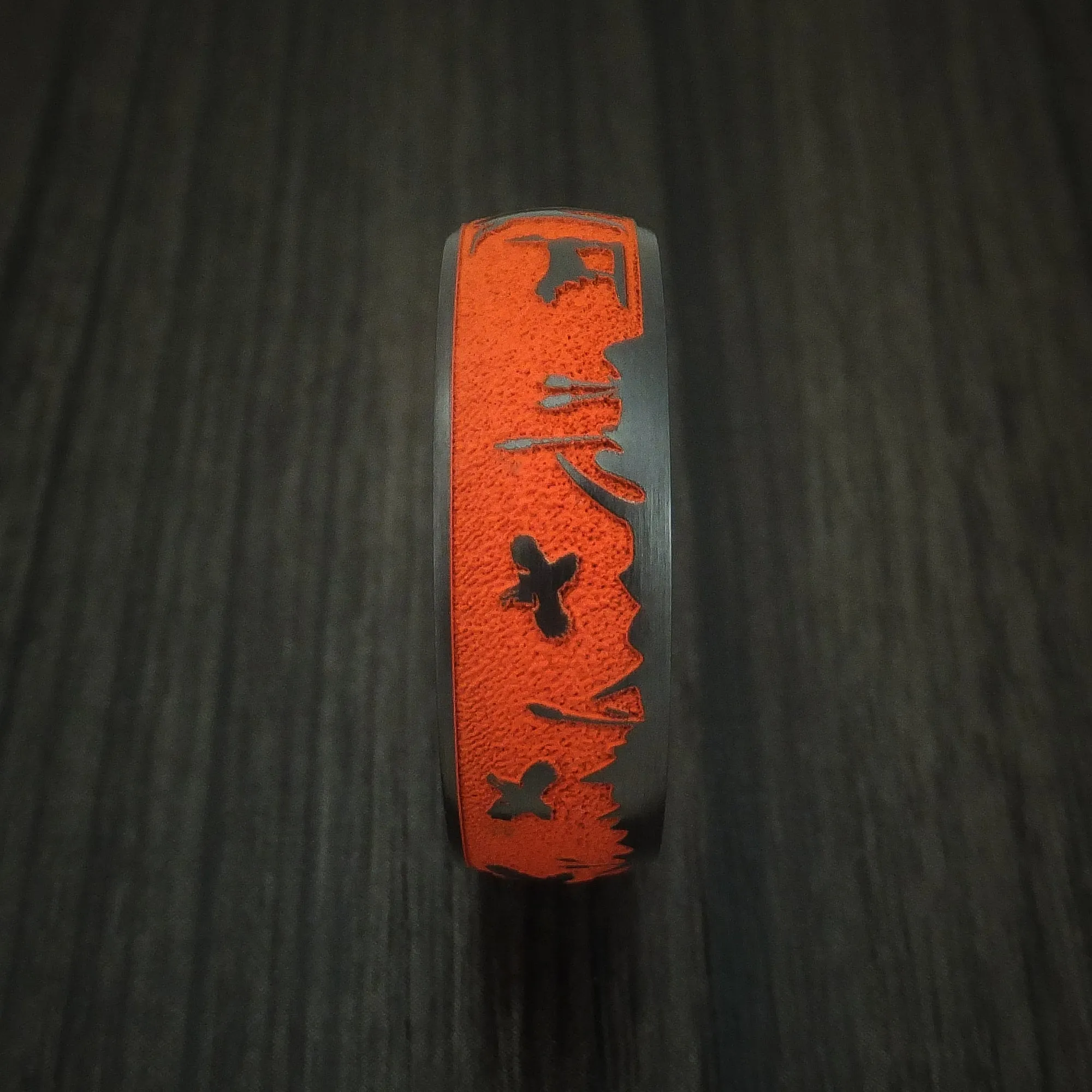 Black Zirconium Duck Hunter Band with Cerakote Custom Made Men's Ring