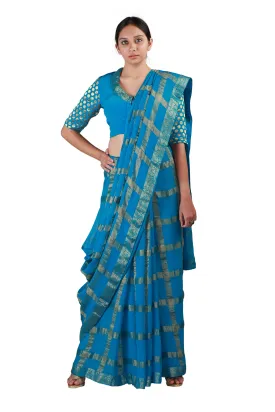 Blue Checks Saree