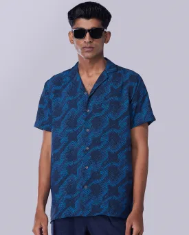 Blue Half-Sleeve Printed Shirt