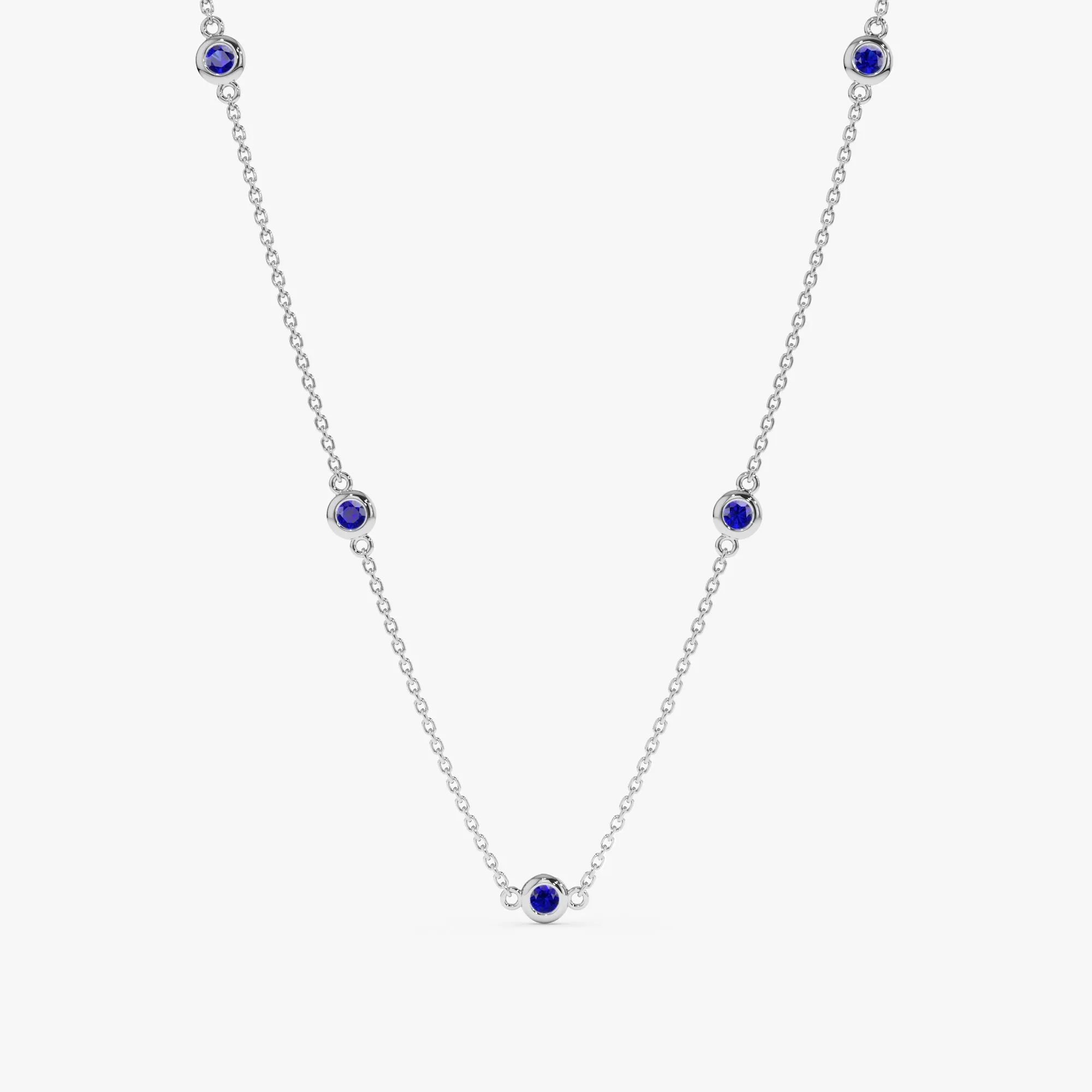 Blue Sapphire Station Necklace, Gwen