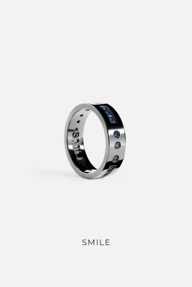 Blue Smile Morse Code Ring