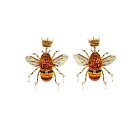 Carder Bee Hand Embroidered Earrings