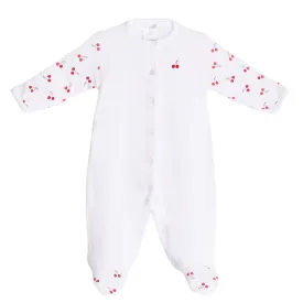 Cherries  Embroidery and Printed Footie | Baby Girl