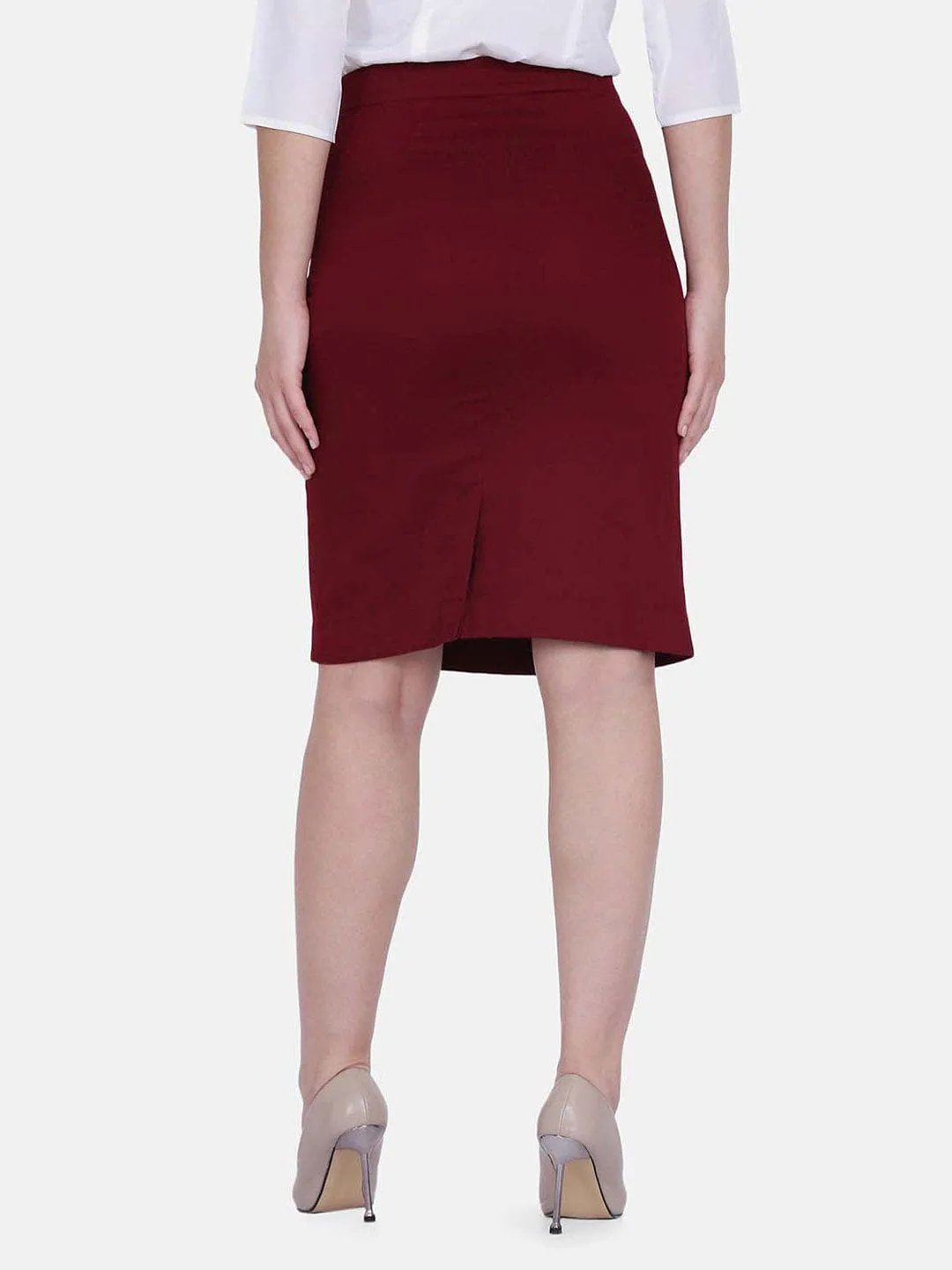 Cotton Twill Skirt - Wine Red