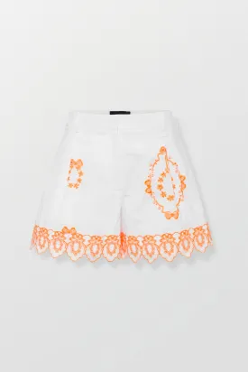 Embroidered Shorts With Trim