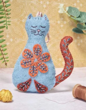 Folk Cat Embroidered Felt Craft Kit, Corinne Lapierre