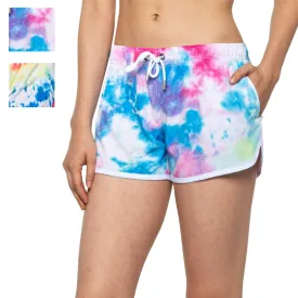 Franks Women's Tie Dye Print Lightweight Fast-Drying  Boarding Swim Shorts