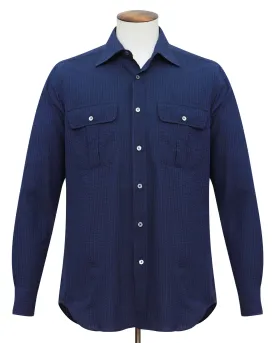 French Blue Cotton Seersucker Overshirt