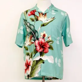 Hibiscus Light Blue Aloha Shirt