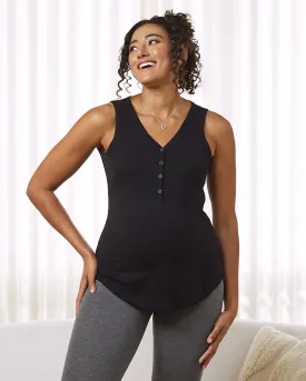 Ivy Maternity Cotton Singlet - Black