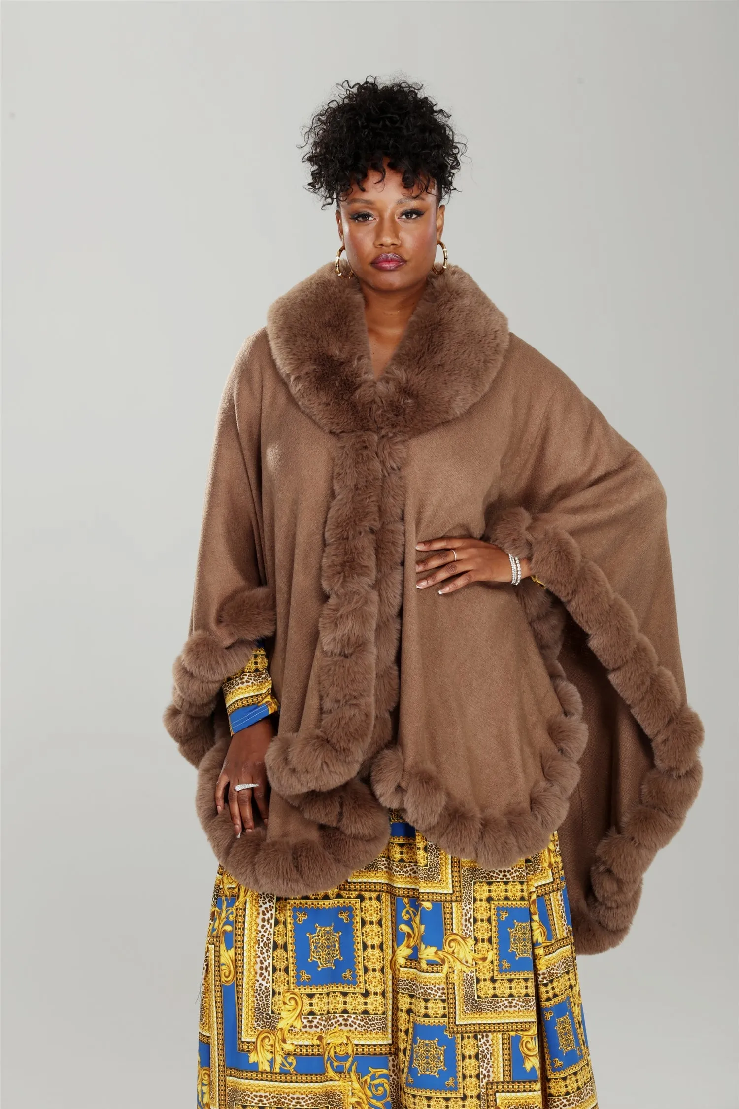 Luxe Moda LM233 Faux Fur Cape