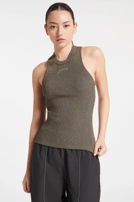 Melange Knit Sleeveless Top - Safari