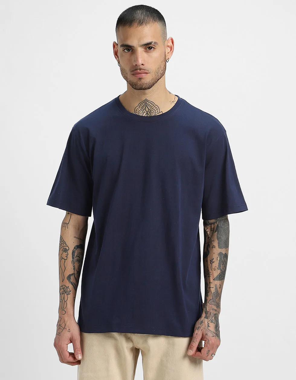 Navy Solid Oversized Tshirt