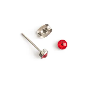 Red Bezel Titanium Stud Earrings