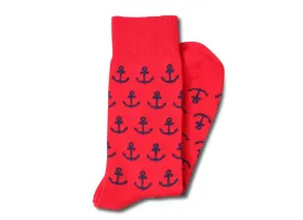 Red with Navy Anchors