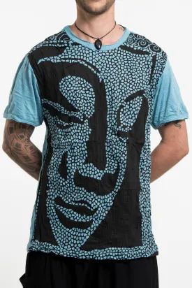 Sure Design Men's Big Buddha Face T-Shirt Turquoise