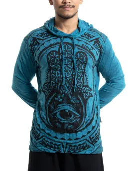 Sure Design Unisex Hamsa Eye Hoodie Denim Blue